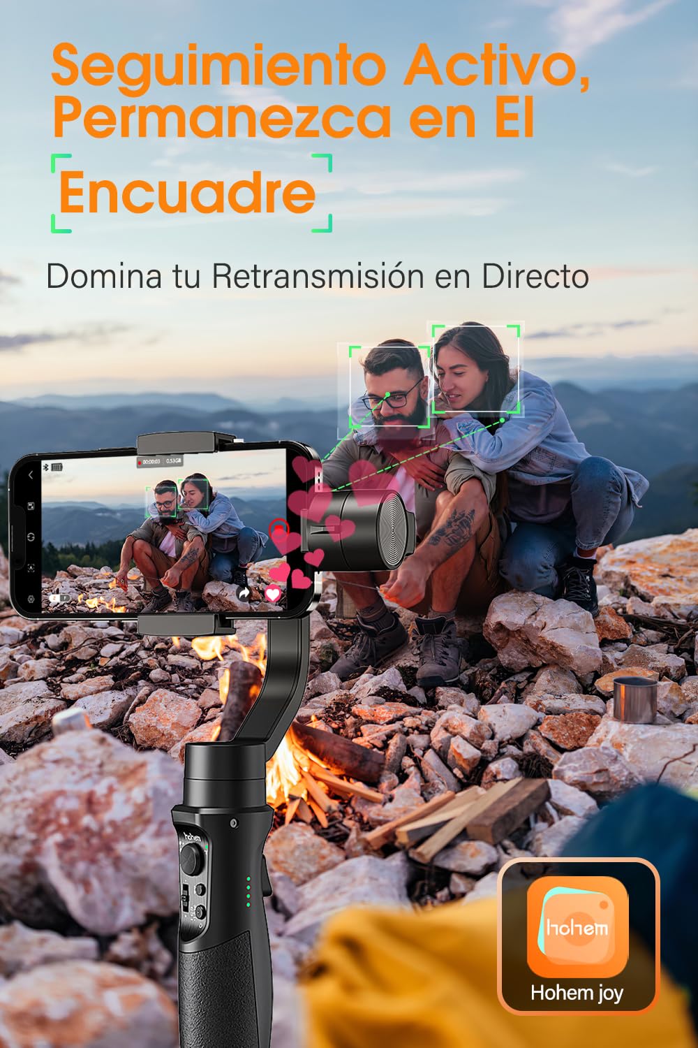 Gimbal Estabilizador para Móvil, 3-Ejes Gimbal Movil con 6 Modos, Gimbal Stabilizer Ligero con Batería Soporte para 12H, Carga 280g, Ideal para Smartphone iOS&Android iPhone/Huawei/Samsung/Xiaomi etc