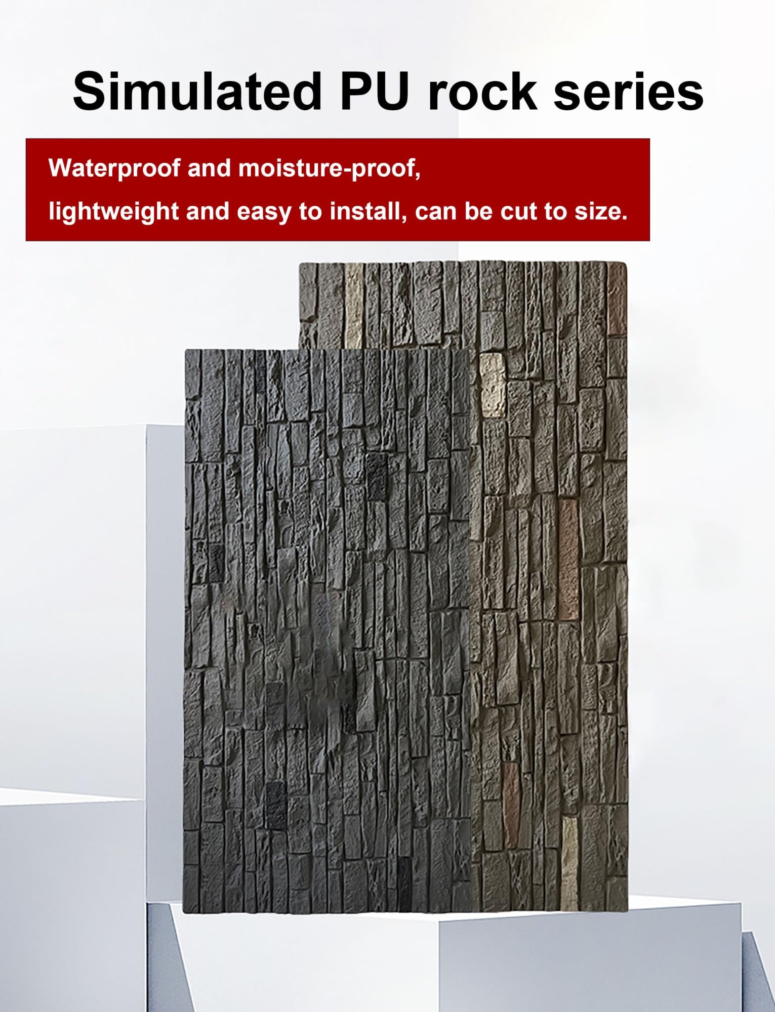 Pannelli autoadesivi, Pannelli da Parete in Finta Pietra PU 3D da 4 Pezzi, 60x120 cm, Rivestimento for pareti Interne ed Esterne