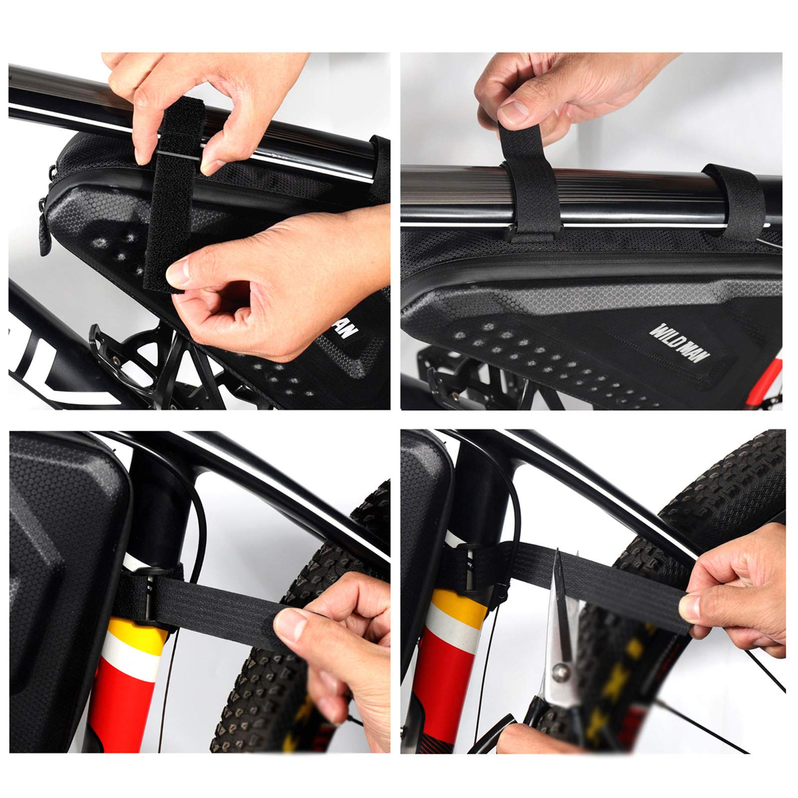 Lixada Bolsa triángulo para bicicleta, impermeable para bicicleta, bolsa reflectante para marco de bicicleta, cremallera de doble cara, bolsa triangular, ideal para candado de bicicleta, herramientas