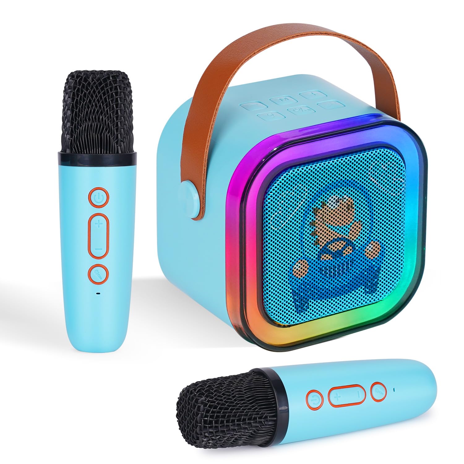 DYNASONIC A29. Karaoke con Dos microfonos. Altavoz Bluetooth Karaoke para niños. Juguete electrónico Infantil. Regalos para niños de 3 a 15 años (Dinosaurio)