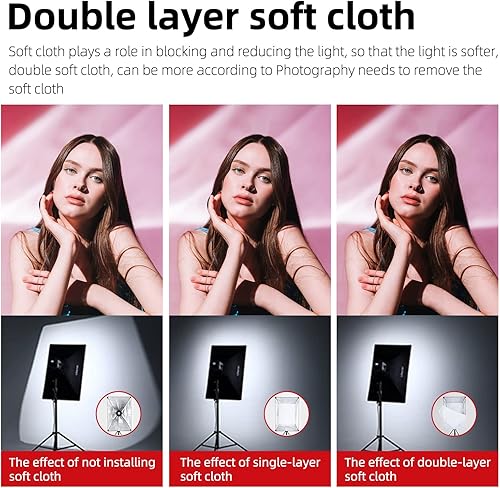 Miniatura 6 de Caja de luz rectangular de 23 x 35 de 23.6 x 35.4 in, doble difusor, instalación y extracción rápida, compatible con flash Bowens, luz continua,