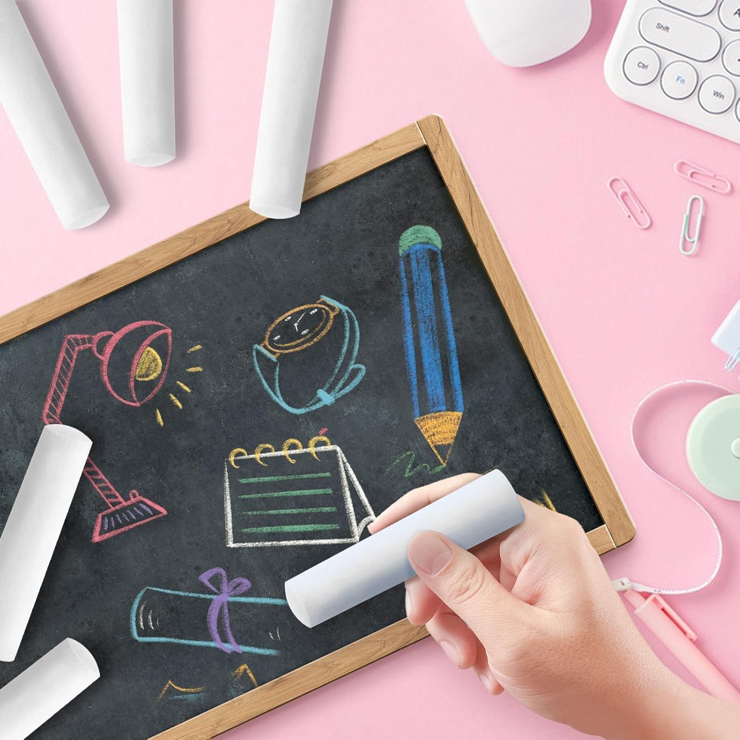 25pcs Washable Sidewalk Chalks Set Non-Toxic Jumbo Chalk for Outdoor Art Play (White)