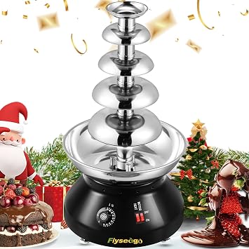 Chocolate Fountain Commercial Hot Chocolate Fondue Tower 5 Tier 7-Pound Large Capacity Stainless Steel Chocolate Melting Heating Machine for Nacho Cheese for Party Wedding Flash Black