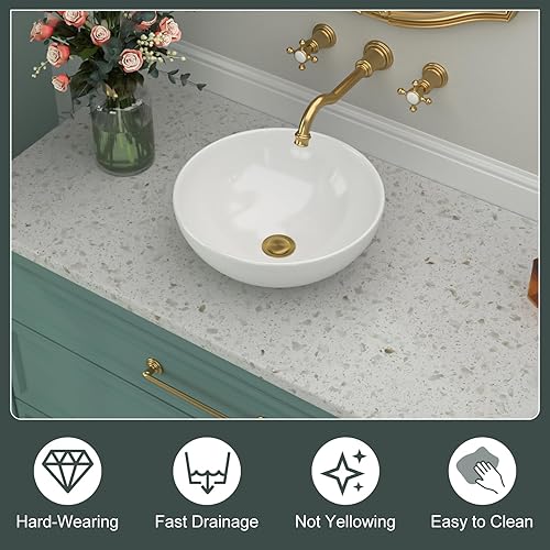 Miniatura 86 de Fregadero de baño de porcelana de cerámica rectangular de 24 x 14 pulgadas sobre mostrador, lavabo de arte blanco y negro Blanco