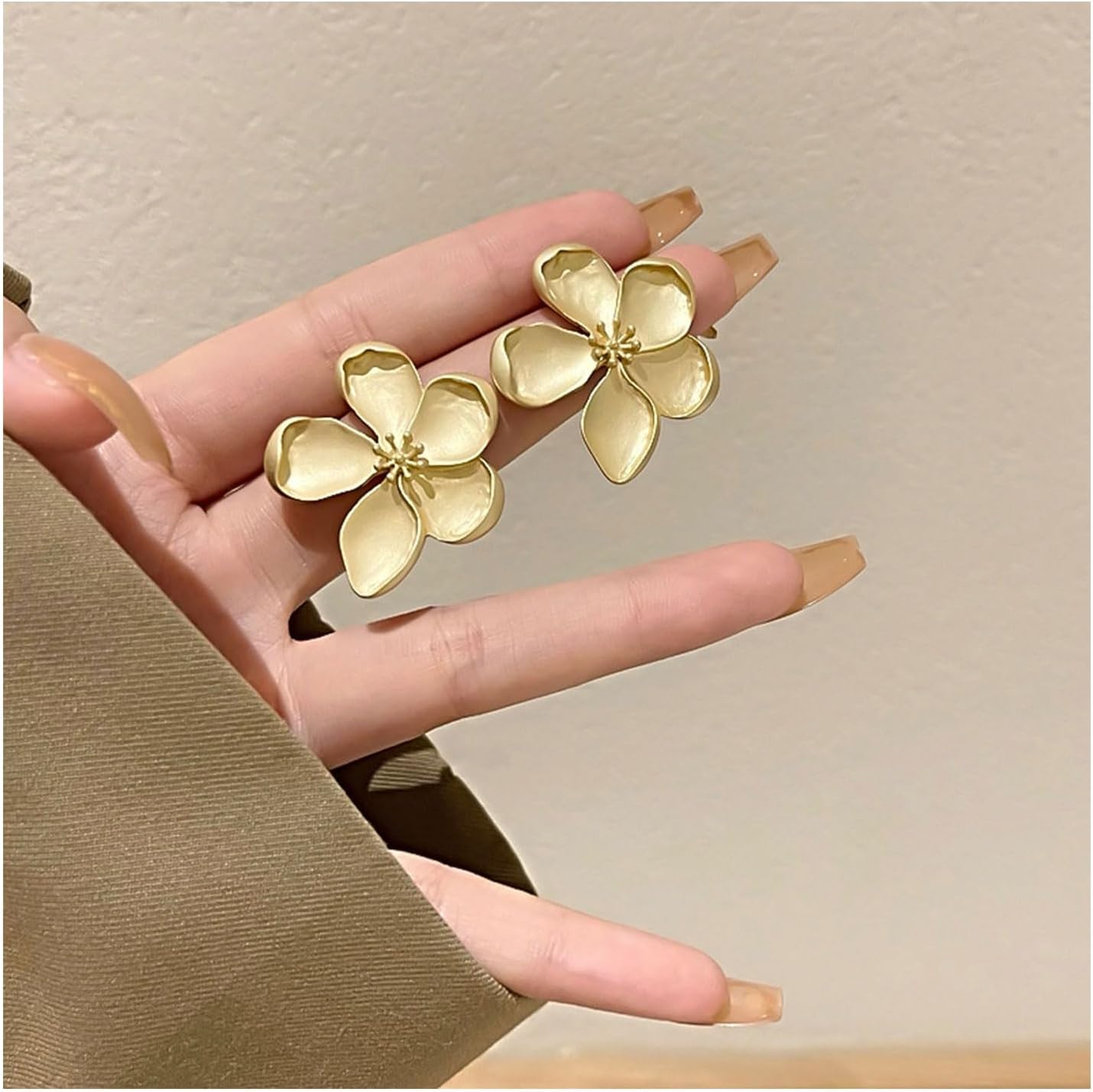 Gold Flower Earrings for Women Large Flower Stud Earrings Gold Statement Earrings Chunky Floral Earrings Women Jewelry Gift - Image 4