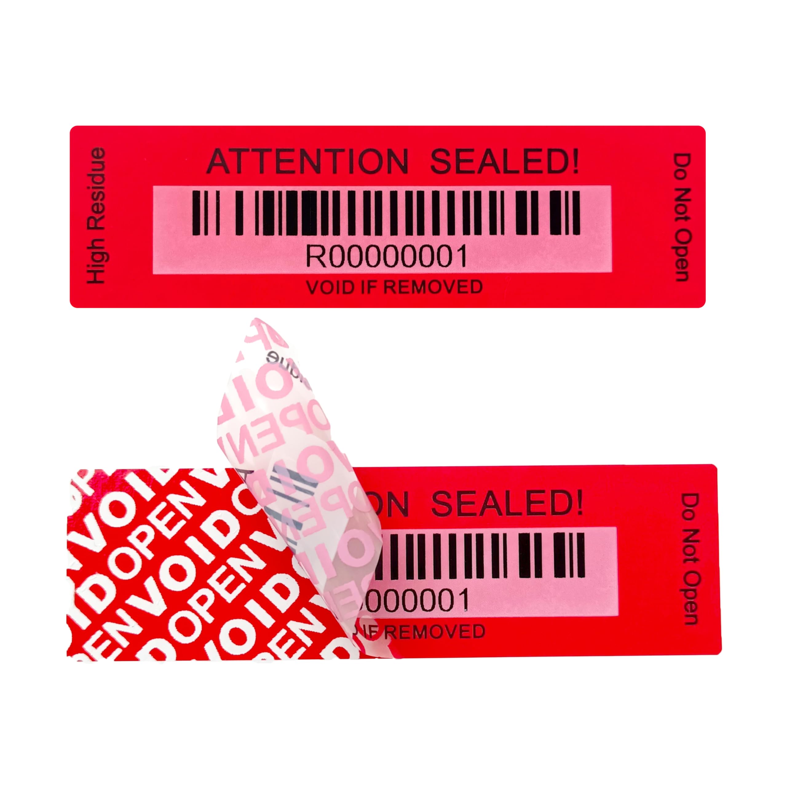 120 pcs Tamper Evident Label Sticker with Bar Code Security Warranty Void Seals Total Transfer Tamper Proof Stickers for Reusable Package with Serial Number(1 x 3.4 Inches,Red)