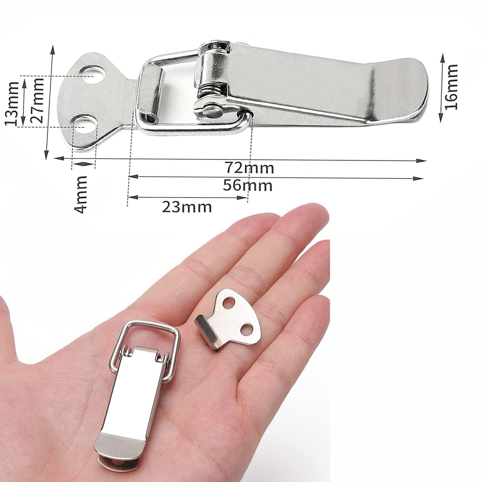 Chiusura di tensione in acciaio inossidabile con viti, chiusura a leva da 56 mm, chiusura a molla a levetta, morsetto di presa, chiusura della scatola, serratura