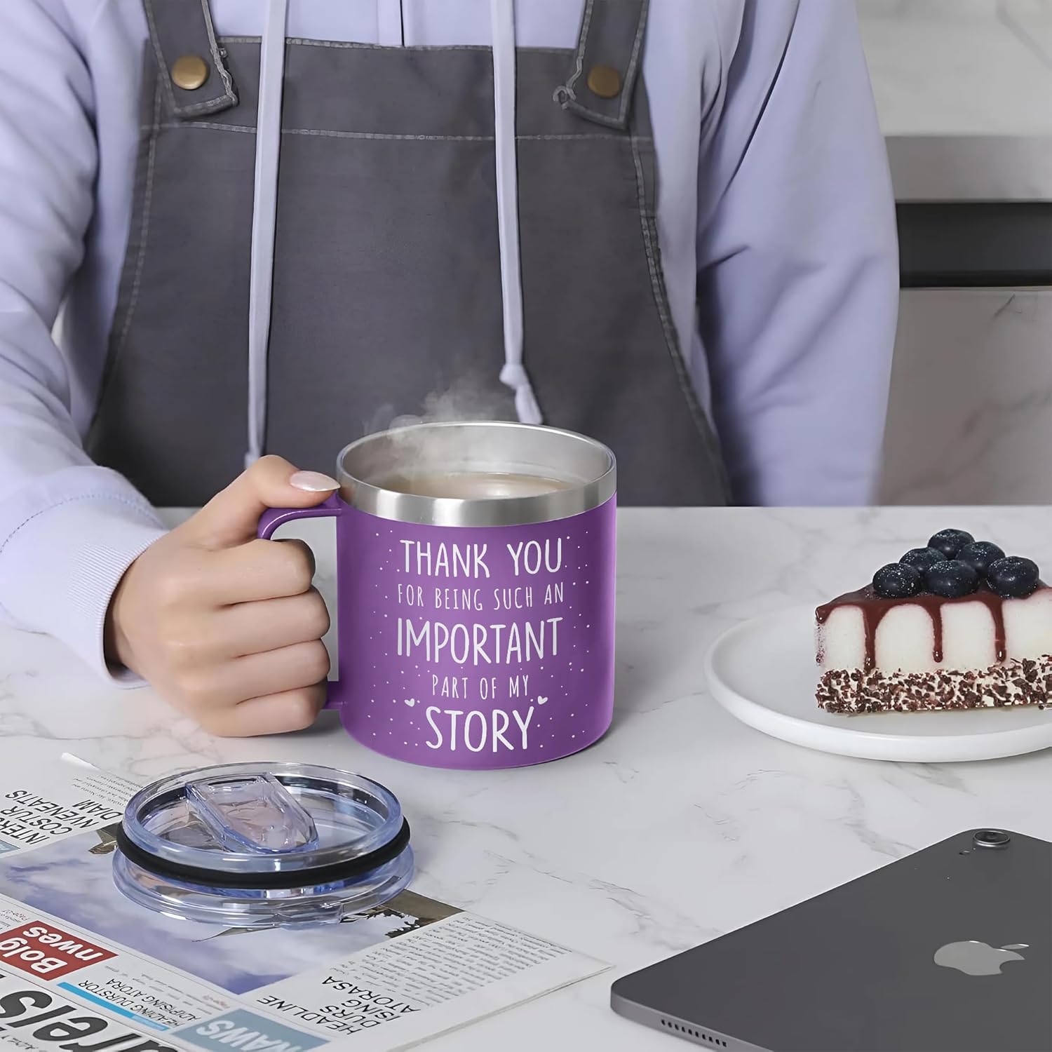 Gossby Thank You Gift for Women - 14oz Insulated Coffee Tumbler Mug - Thank You for Being An Important Part - Appreciation, Birthday Gift for Teacher, Coworker, Friend - Travel Cup with Lid, Straw - Image 9