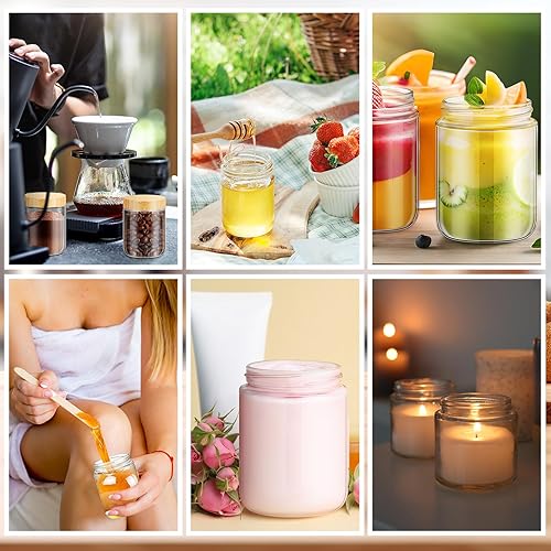 Miniatura 5 de Norme 12 frascos de vidrio de 16 onzas con tapas herméticas para la noche para la avena, tarros masones de boca ancha a granel, tanques de