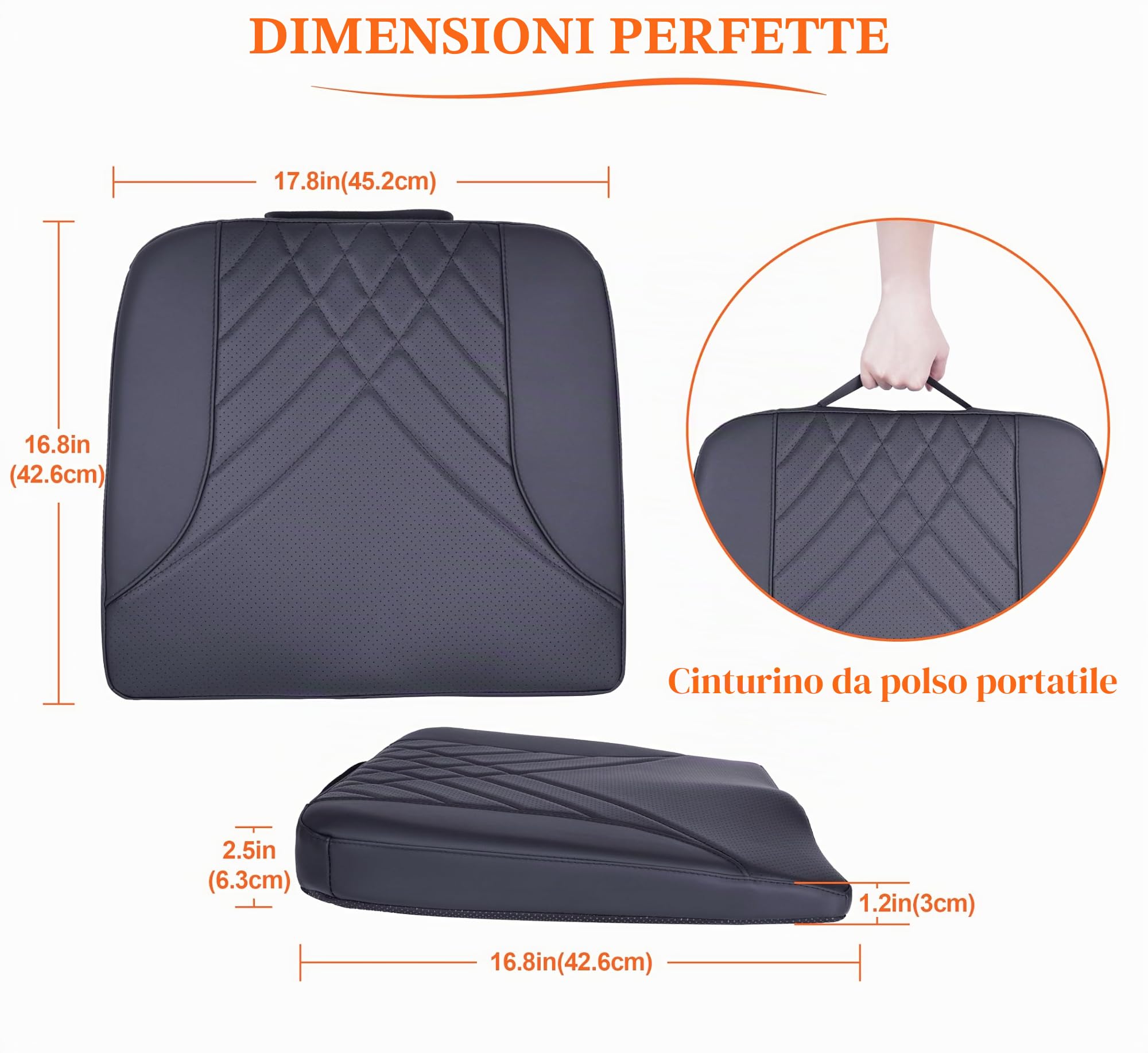 Kingphenix - Cuscino per sedile auto premium, cuscino per sedile del conducente in memory foam per migliorare la visuale di guida - Sollievo dal dolore al coccige e alla parte bassa della schiena