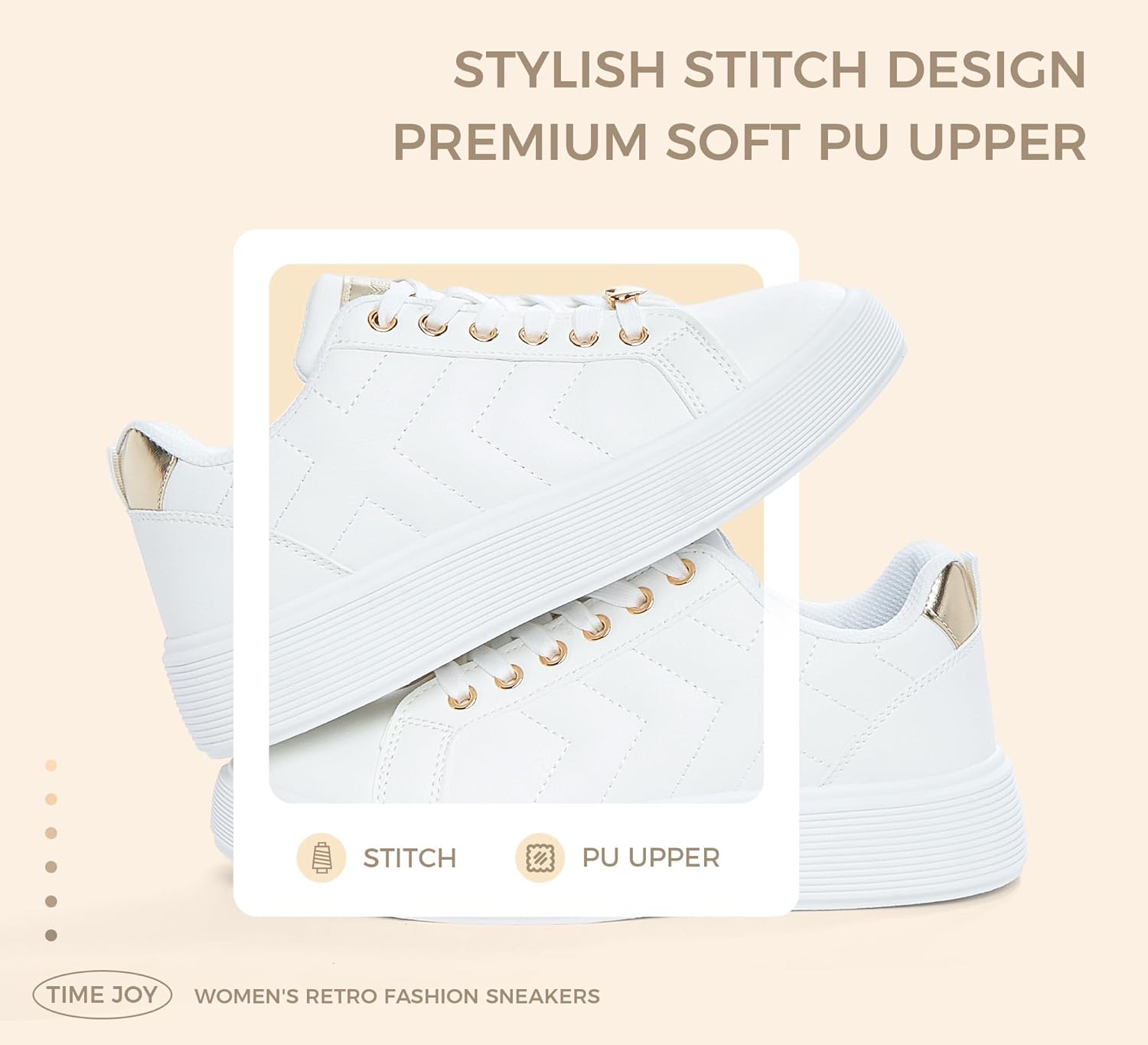 Women's Fashion Platform Sneakers Synthetic Leather & Metallic Accents for Casual Tennis & Everyday Comfort - Image 3