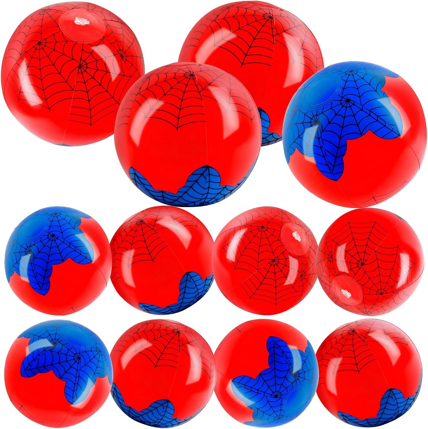 12 Pack 8 & 12" Inflatable Spider Beach Balls, Summer Pool Party for Kids | Spider Web Summer Pool Toys for Outdoor Games, Pool Party Favors, Swimming Pool Decor, and Family Gathering Party Supplies