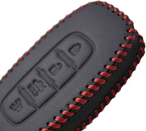 Miniatura 6 de Funda de cuero real para llave + llavero compatible con el nuevo tipo de control remoto para Nissan Rogue Pathfinder X-trail 2023 2024 285E3-7LA6A