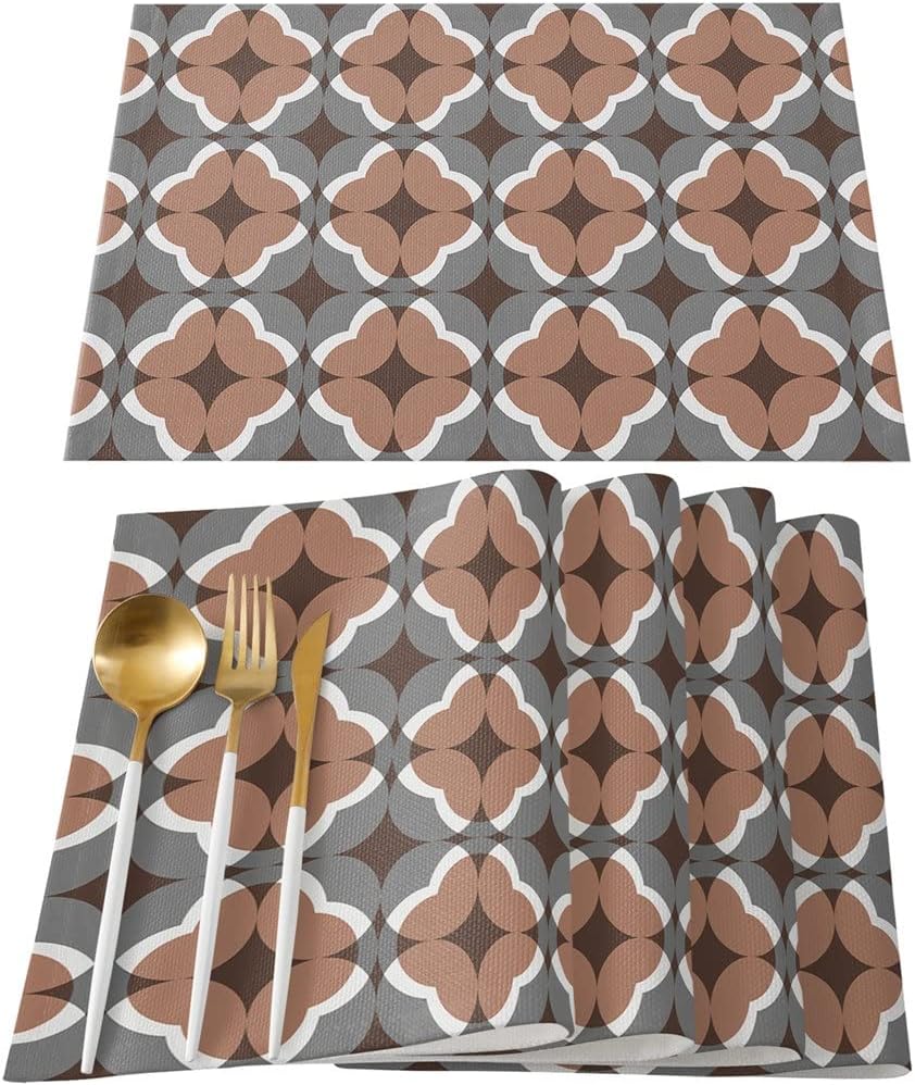 Geometric Figures Texture Brown Table Runners Holiday Wedding Decor Dinning Table Cover Christmas Decorations Table Cloth(41x183cm)
