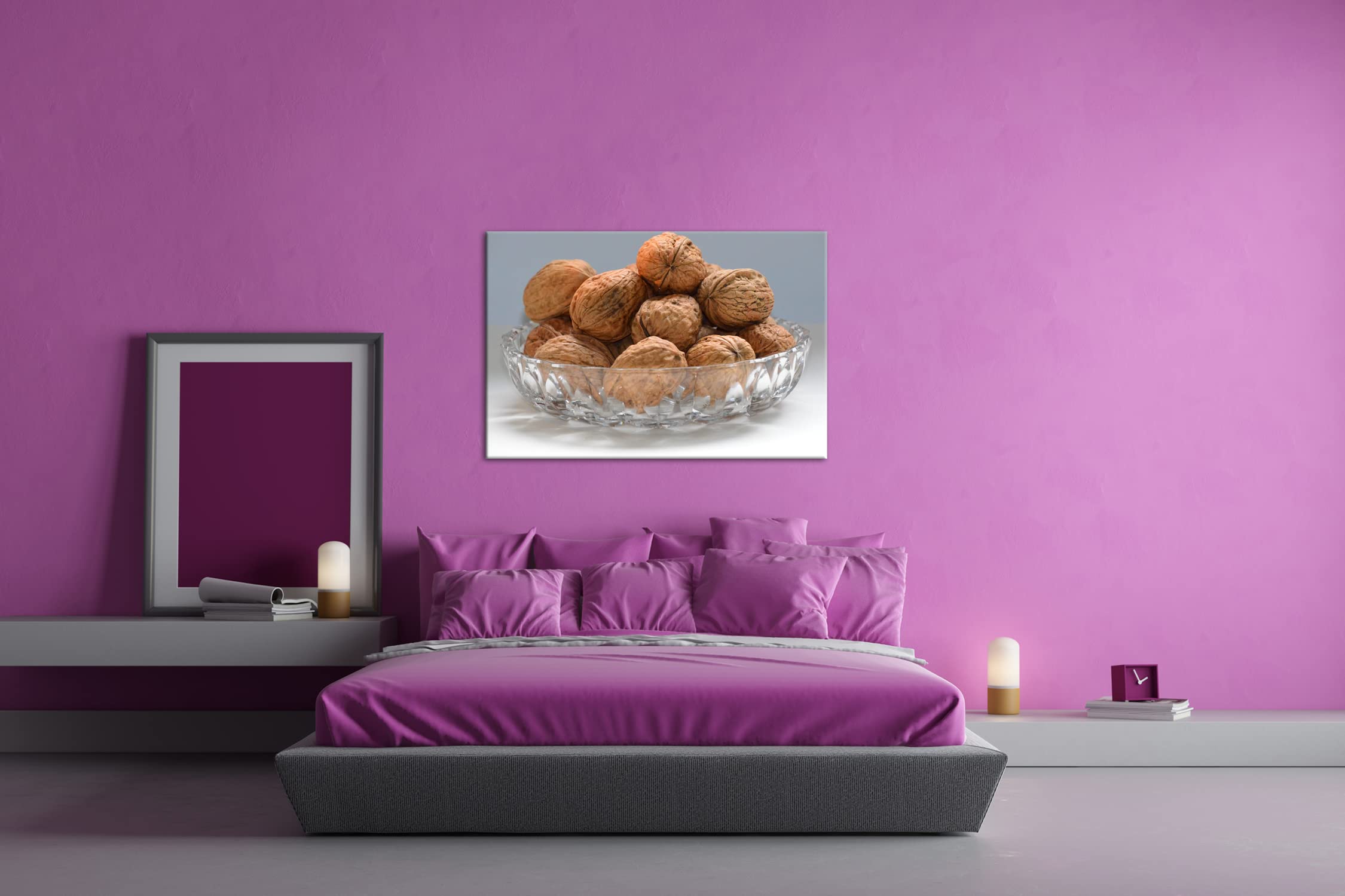 deyoli Chrupiące orzechy włoskie w skorupie format: 75 x 50 cm jako obraz na płótnie, motyw oprawiony na ramie z prawdziwego drewna, wysokiej jakości druk cyfrowy z ramą