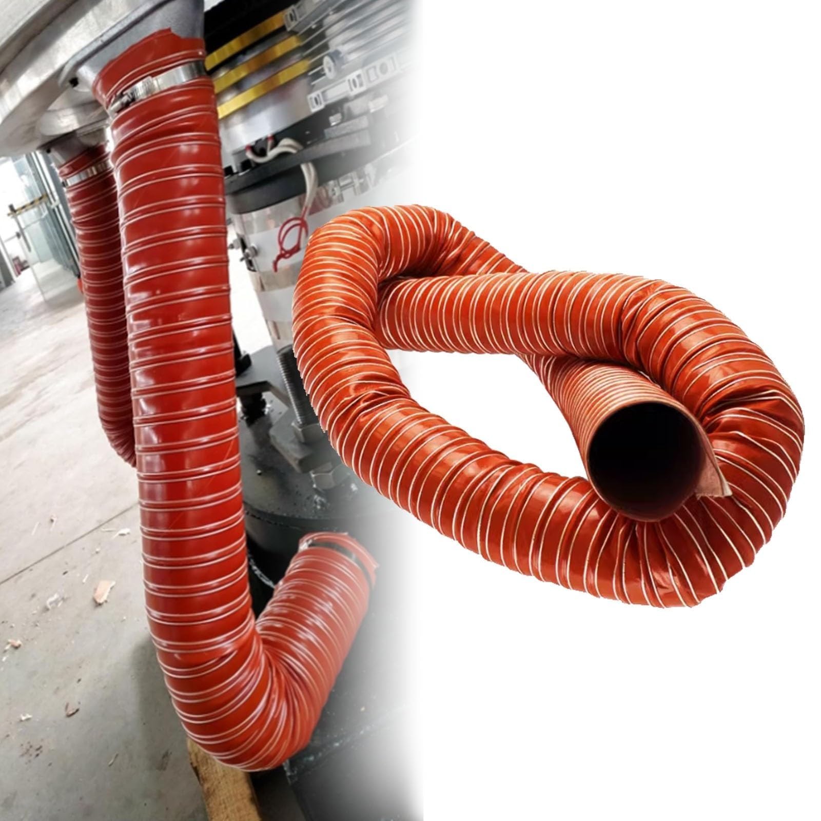 Gruby elastyczny przewód 32 mm, odpowiedni do systemów HVAC, ognioodporna elastyczna rura wentylacyjna z 2 opaskami zaciskowymi, odpowiednia do okapów kuchennych, rur spustowych do suszenia