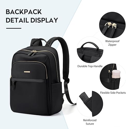 Miniatura 4 de Mochila de viaje de senderismo para mujer, bolsa de múltiples capas para laptop, 16 pulgadas, color negro