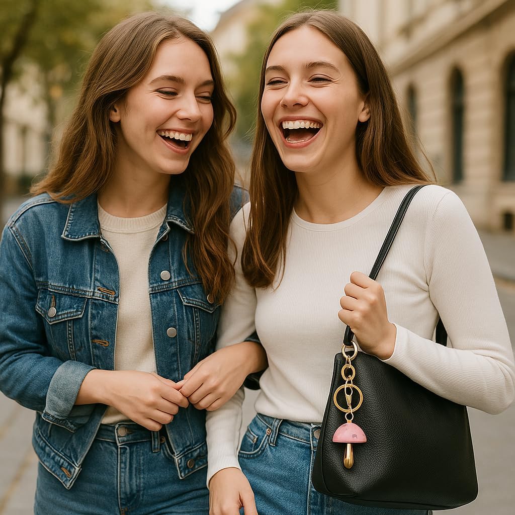 Stylish Mushroom Keychain Rearview Mirror Charm Fancy Handbag Purse Charms for Women Accessory Car Key Chain - Image 5