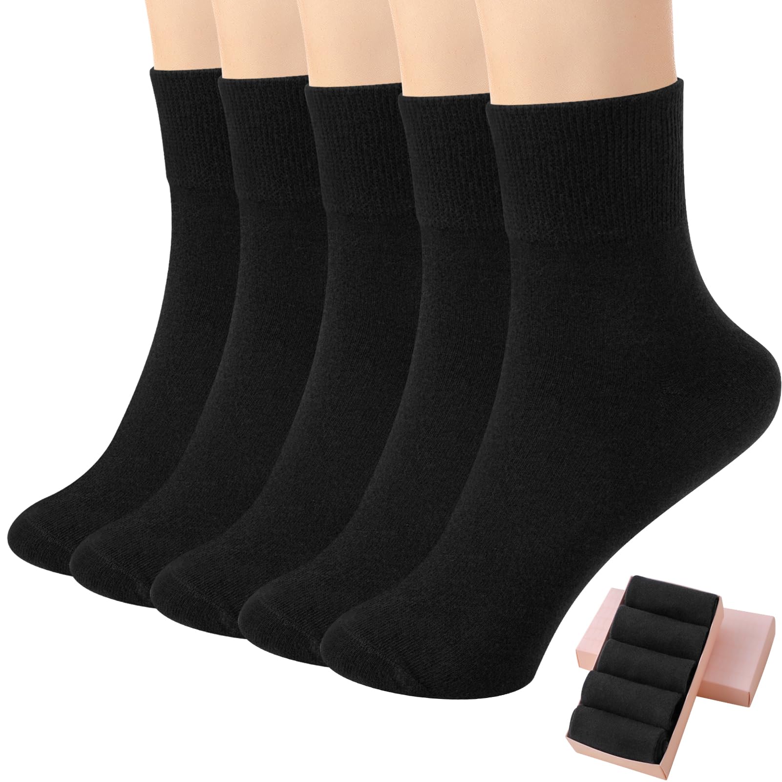 HUGSWEET Cotton Soft Comfy Crew Ankle above Socks for Women Gift 5-10 Pairs