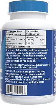 One Planet Nutrition Nano Curcumin 500 mg Veggie Capsules (60 Servings), Nano for High Absorption, Supports Overall Wellness, Non-GMO, Vegan, Gluten-Free