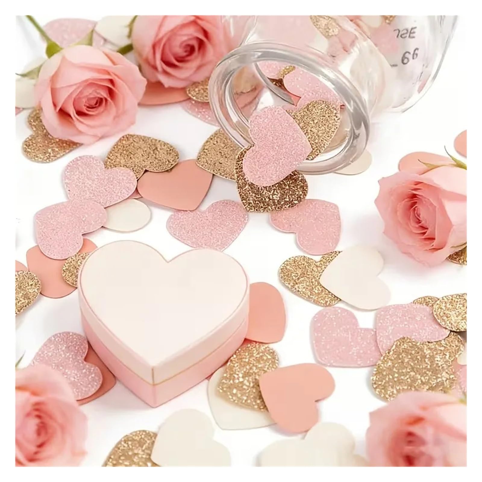 Confeti Boda 300 confeti de corazón rosa, decoración mesa