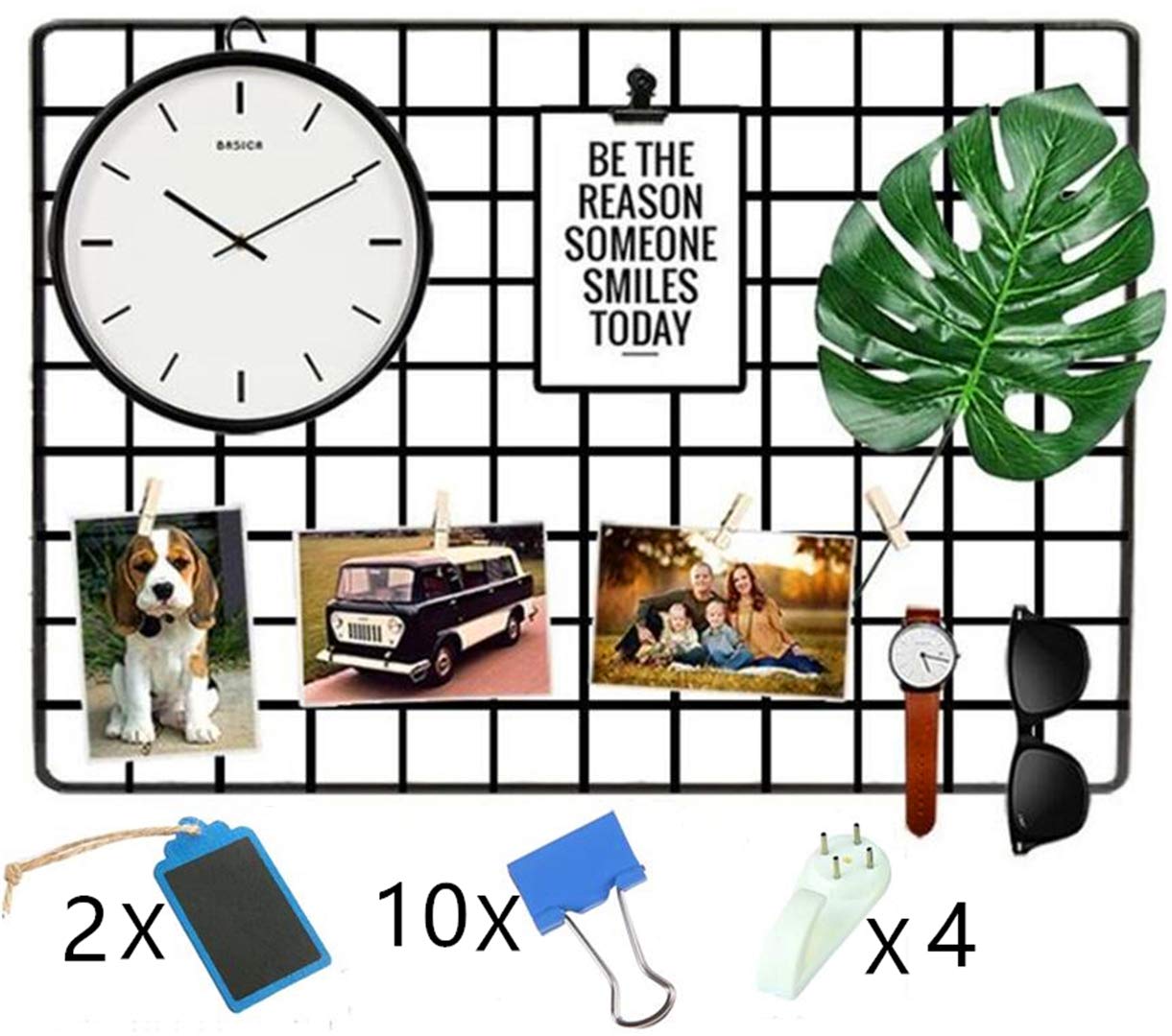 HUIZZ Wall grille decoration and memo board (black, 65 x 45 cm).