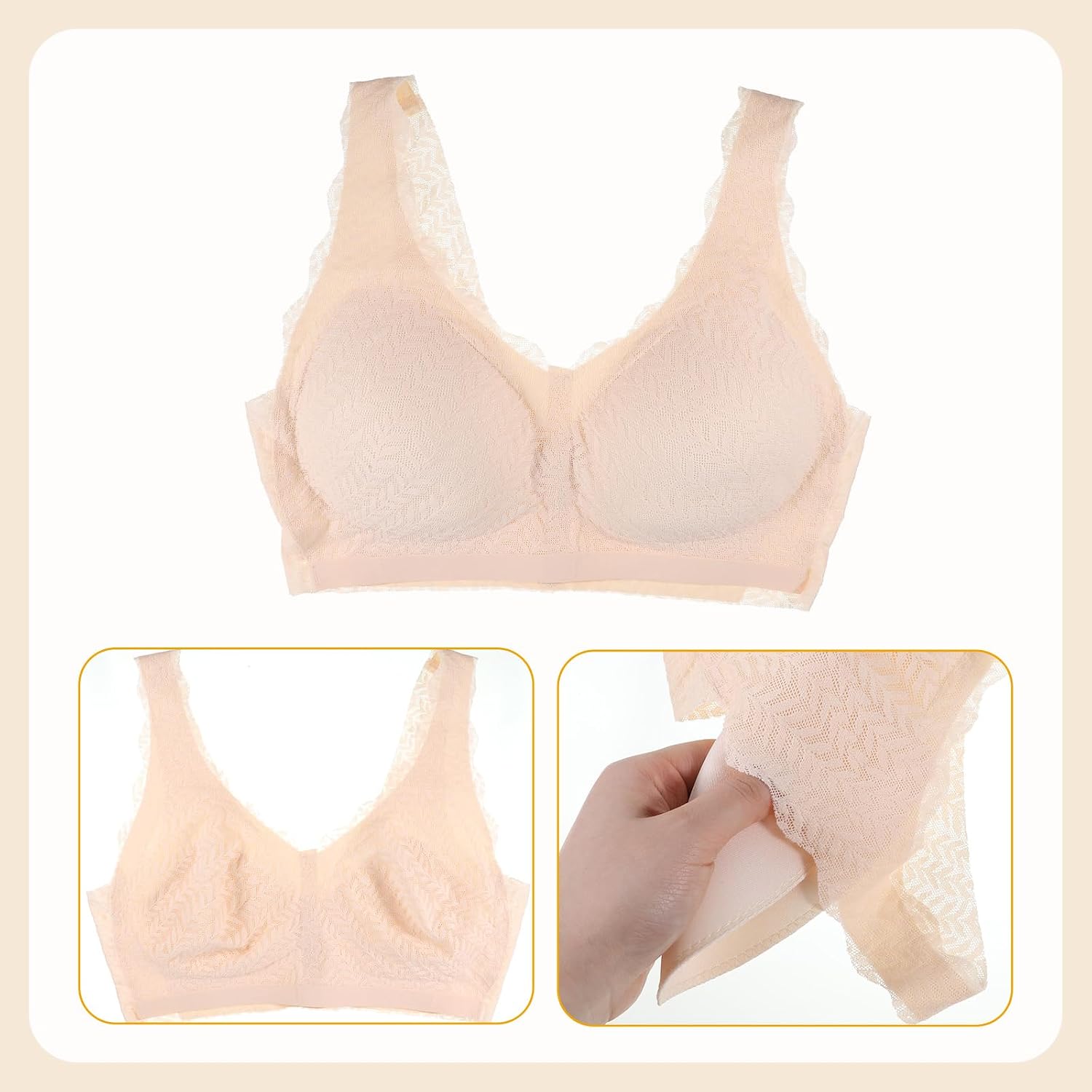 4Pairs Bra Pads Inserts, Triangle Bra Insert, Sports Bras Pad Removable Breast Pad, Breast Enhancers for Dress(Skin)