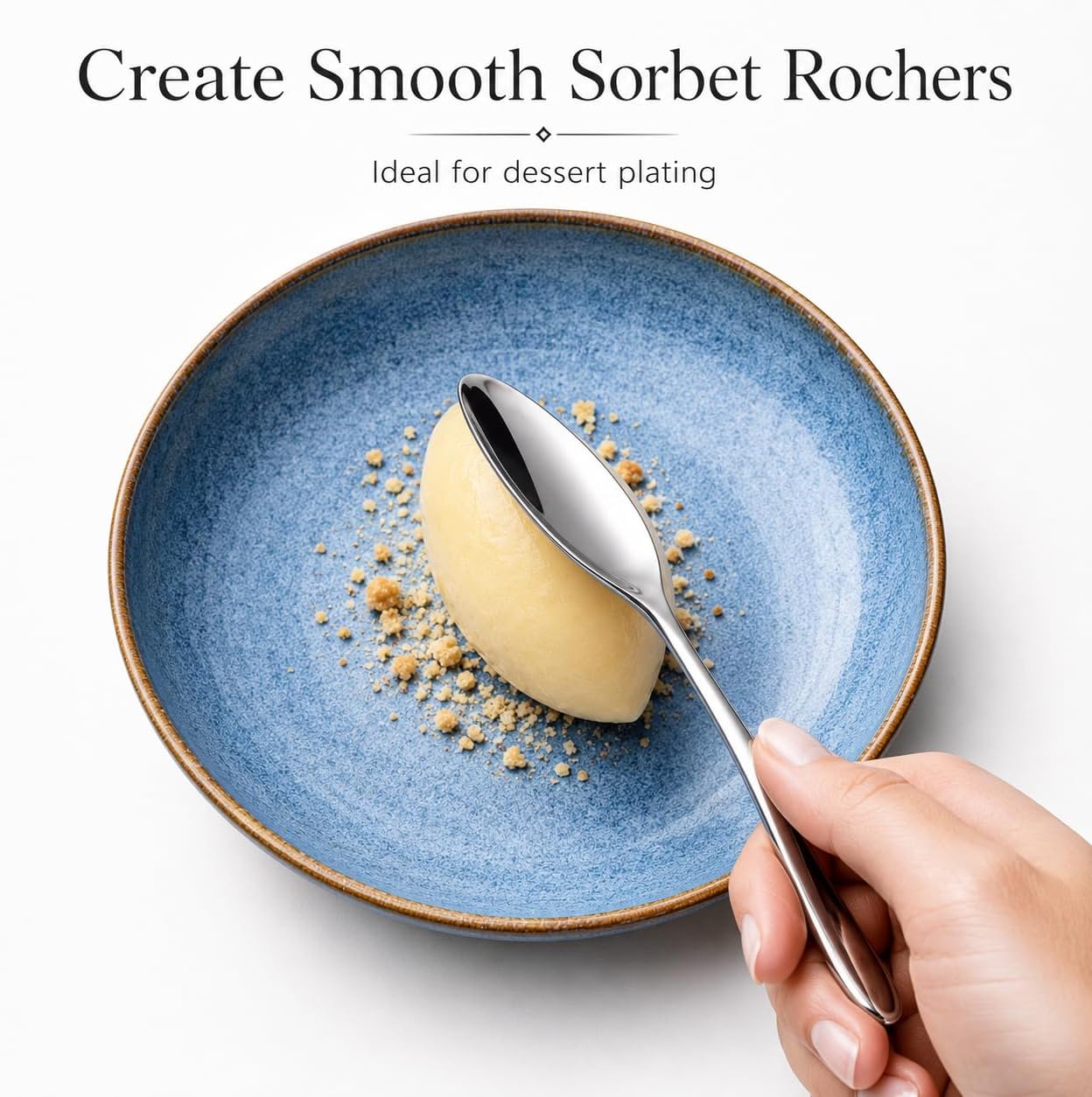 Quenelle Spoon Rocher Chef Spoon, 8.4 in 304 Stainless Steel