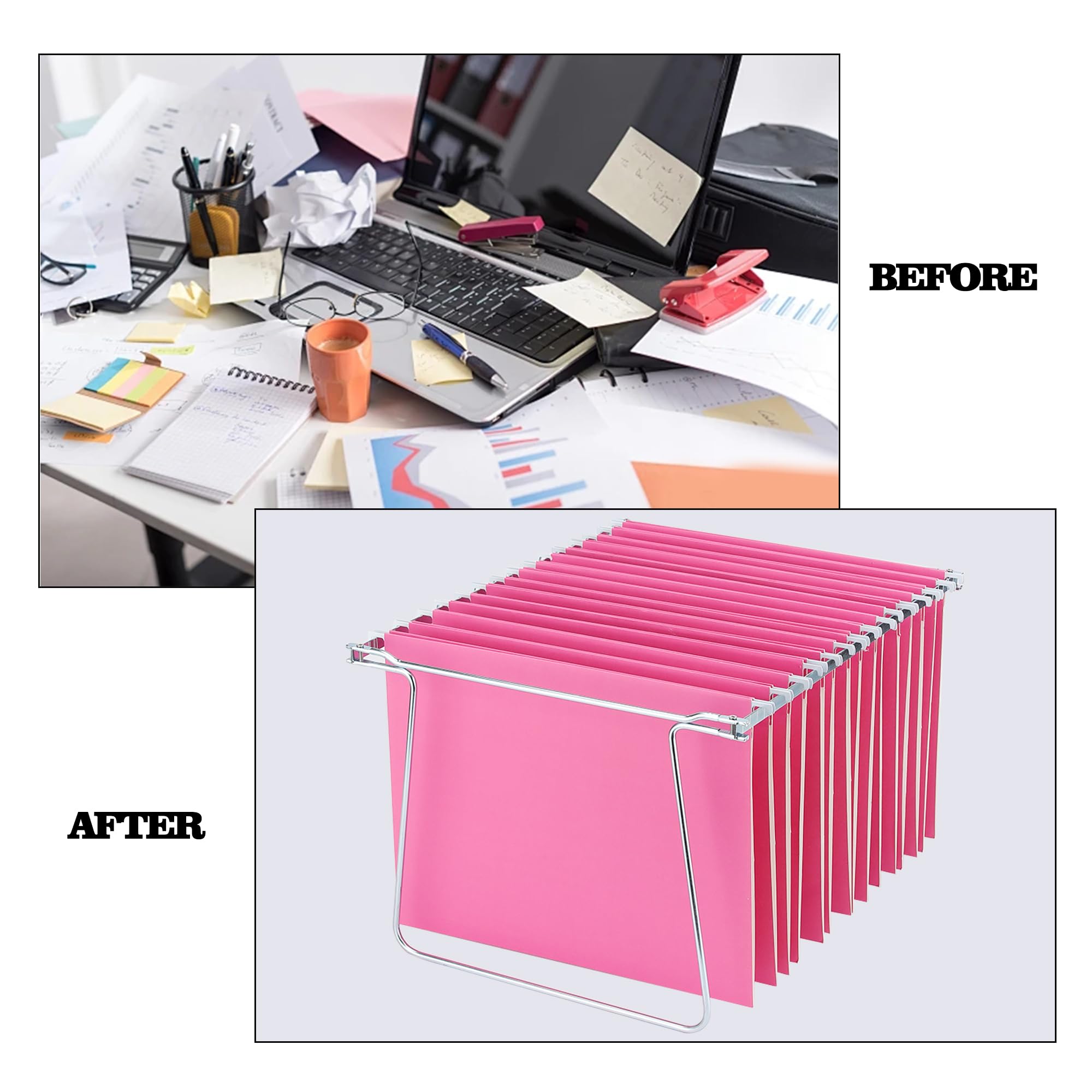 2 Packs File Folder Frame, File Organizer,File Cabinet Rails Adjustable 11 To 17 4 Inches - View #6