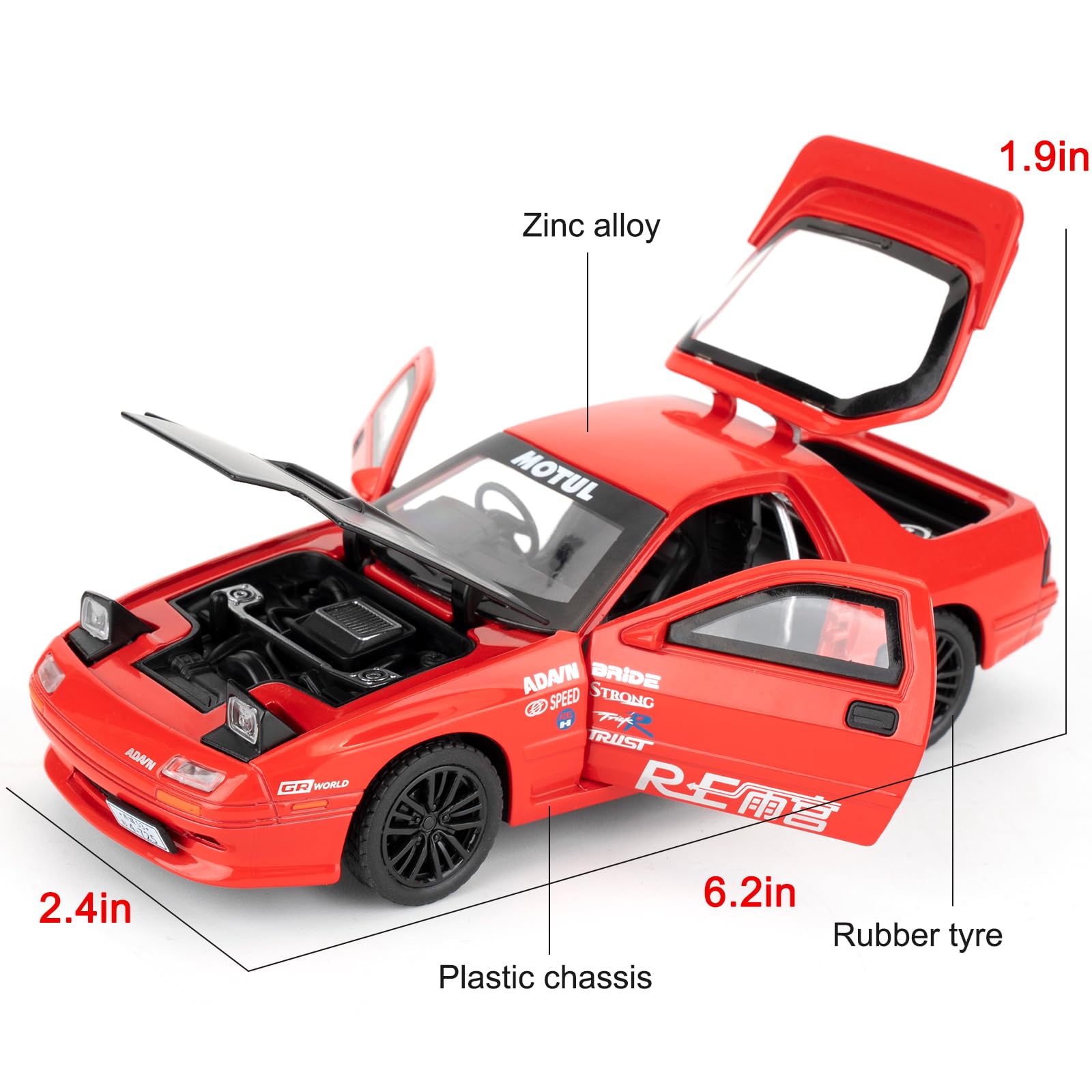 imtfzct 1/32 Mazda RX7 Model Car, Alloy Die-casting Toy Cars, Collectible Toy Model Cars - Image 2