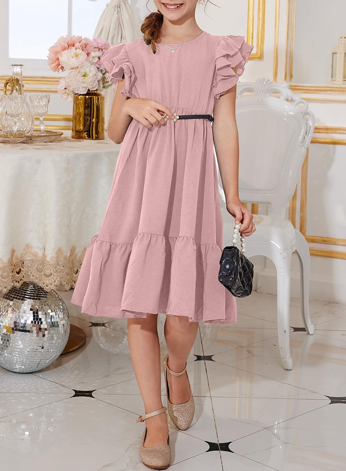 blibean Girls Summer Dresses Ruffle Sleeve Casual Dress Size 6-15 Years image 5