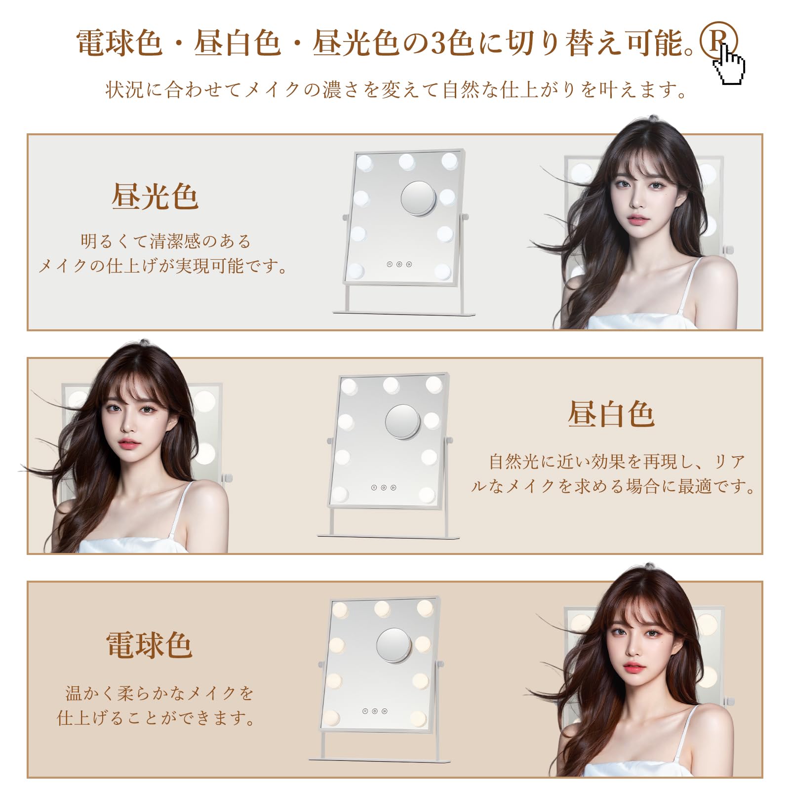 Amazon.co.jp: ガービー(Garvee) 女優ミラー 卓上ミラー 化粧鏡