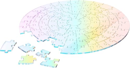 Miniatura 7 de Hanmadh Rompecabezas redondo transparente imposible  Acrílico iridiscente único que cambia de color 100 piezas para adultos regalo sin imagen pieza