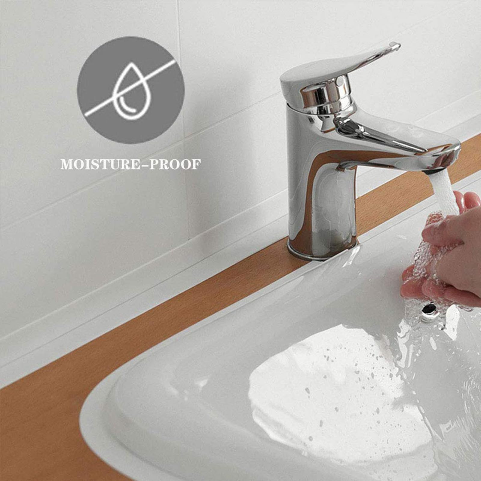 Nastro sigillante autoadesivo Magic Caulk Tape PVC per bagno, doccia, impermeabile, nastro adesivo per fughe da cucina, vasca da bagno, 2 rotoli di colore bianco, 38 mm x 3,2 m