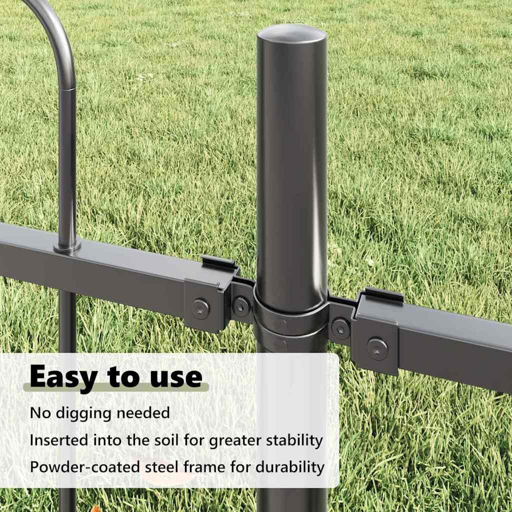 vidaXL Recinzione da Giardino Grigia a Punta Rotonda - 8.5m di Lunghezza e 1.5m di Altezza. Barriera Zincata Perfetta per Giardini, Cortili e Aiuole. Recinzione Moderna per Esterni, Ideale per Terra