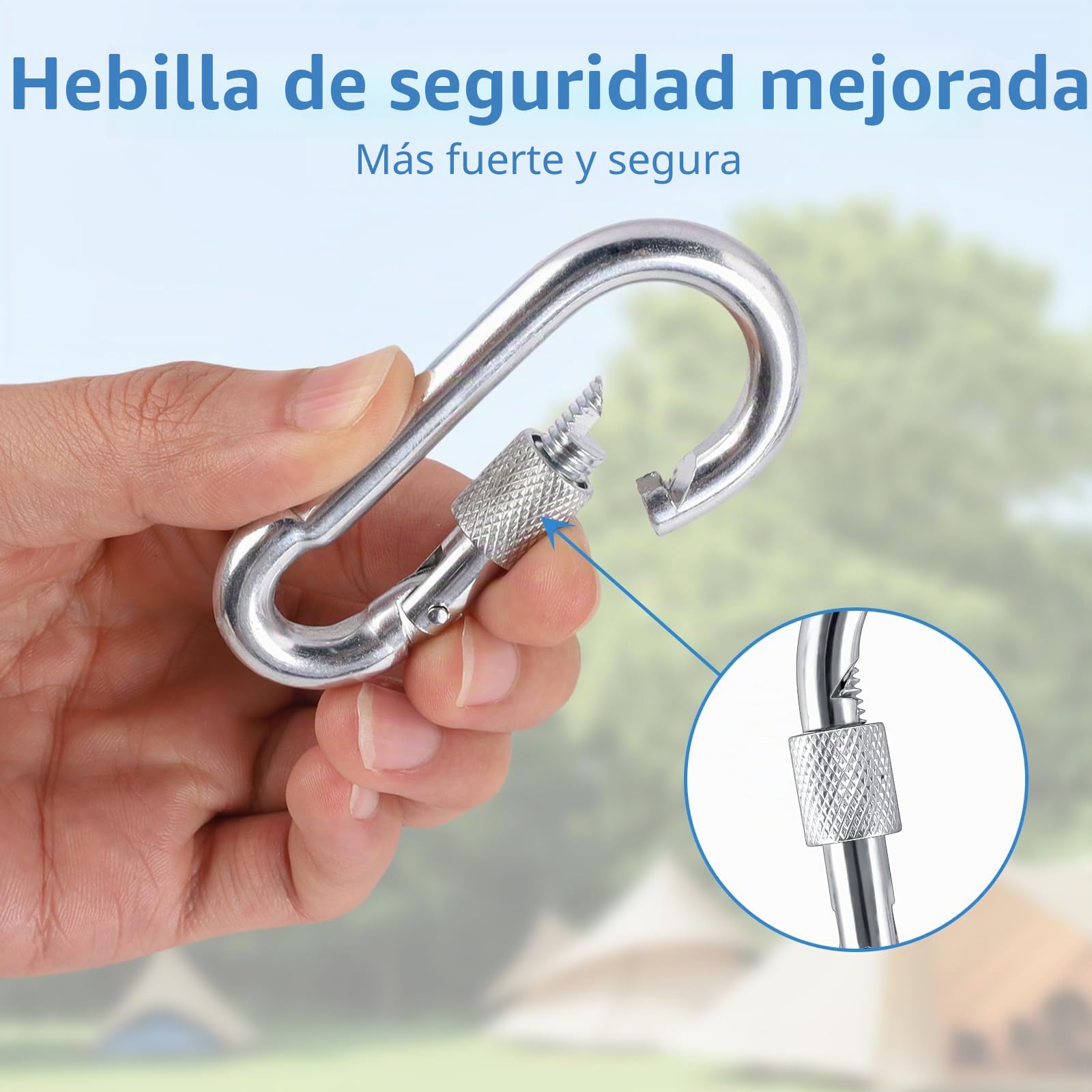 Kit de Correas para Colgar, 2 Piezas Correas de Hamaca con 2 Mosquetón y Anillos en D, Hamaca Correas árbol para Columpios hamacas