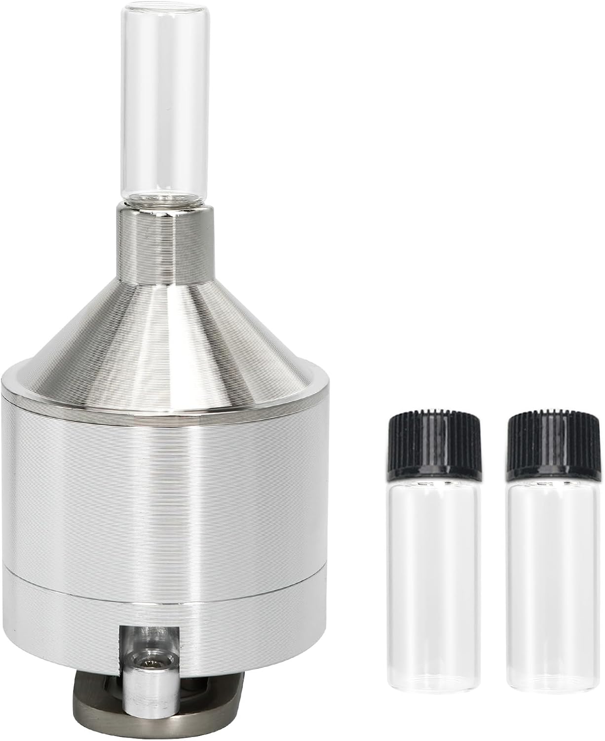 MGOJIJINN Superfine Aluminum Alloy Pepper Grinder Set with 3 Glass Bottles - 2.2 Inch Silver