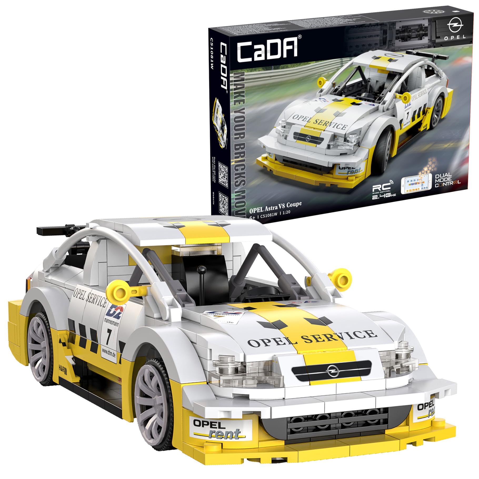CaDA Opel Astra V8 Racing Car - 330 Pieces - Self-Build Brick Building Block Model C51081W