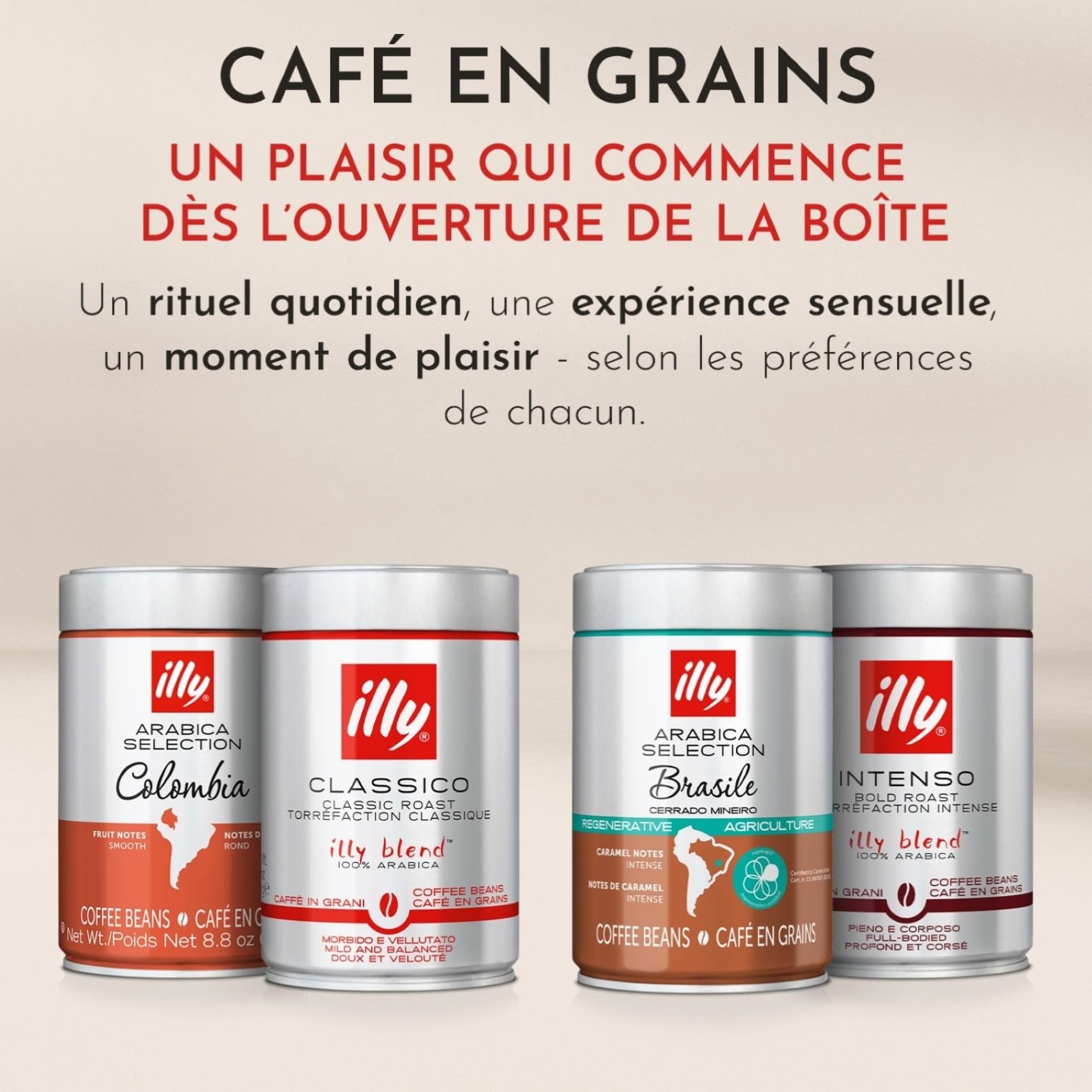 illy, Café en Grains Arabica Selection Guatemala, 6 Boîtes de 250g | 100% Arabica, Notes de Chocolat, Goût Amer et Intense, 1,5 kg au Total