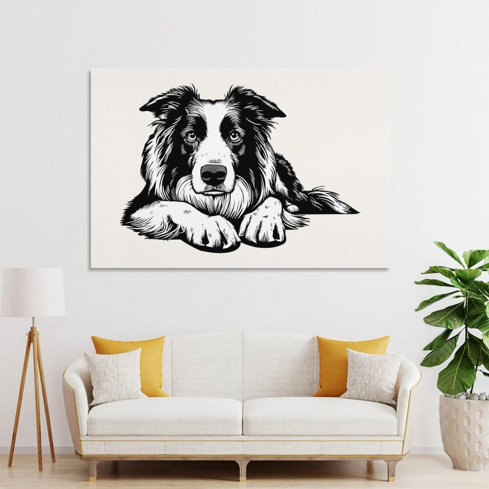 Junmoney Border Collie(2) Decorative Wall Artwork 24x36inch(60x90cm), for Living Room, Bedroom, Office Or Hallway, Decorative Artwork with Broad Appeal