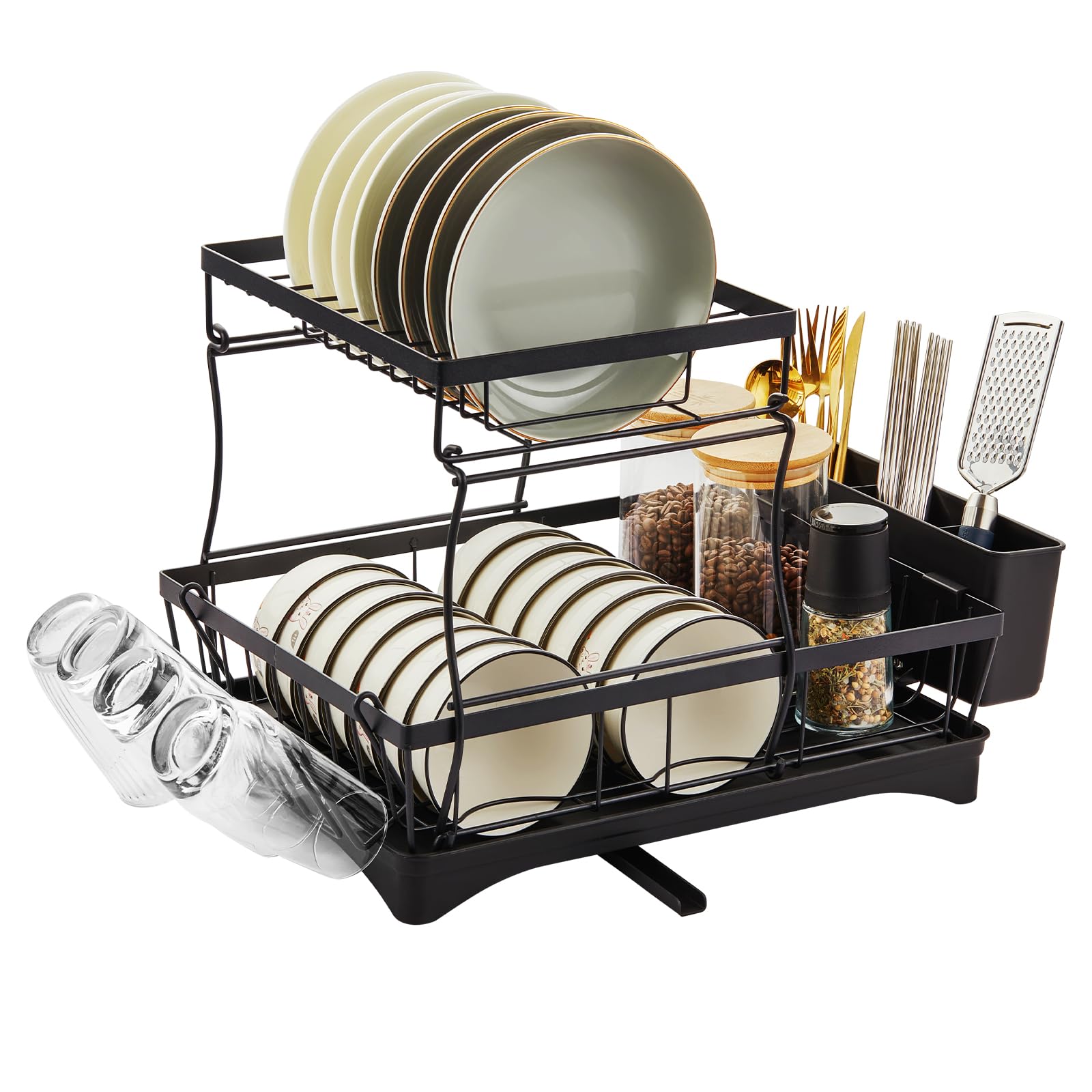 Stanew Escurreplatos Acero Inoxidable Cocina,de 2 Niveles Escurridor de Platos para Fregadero, Estante de vajilla, Estante de Tazas