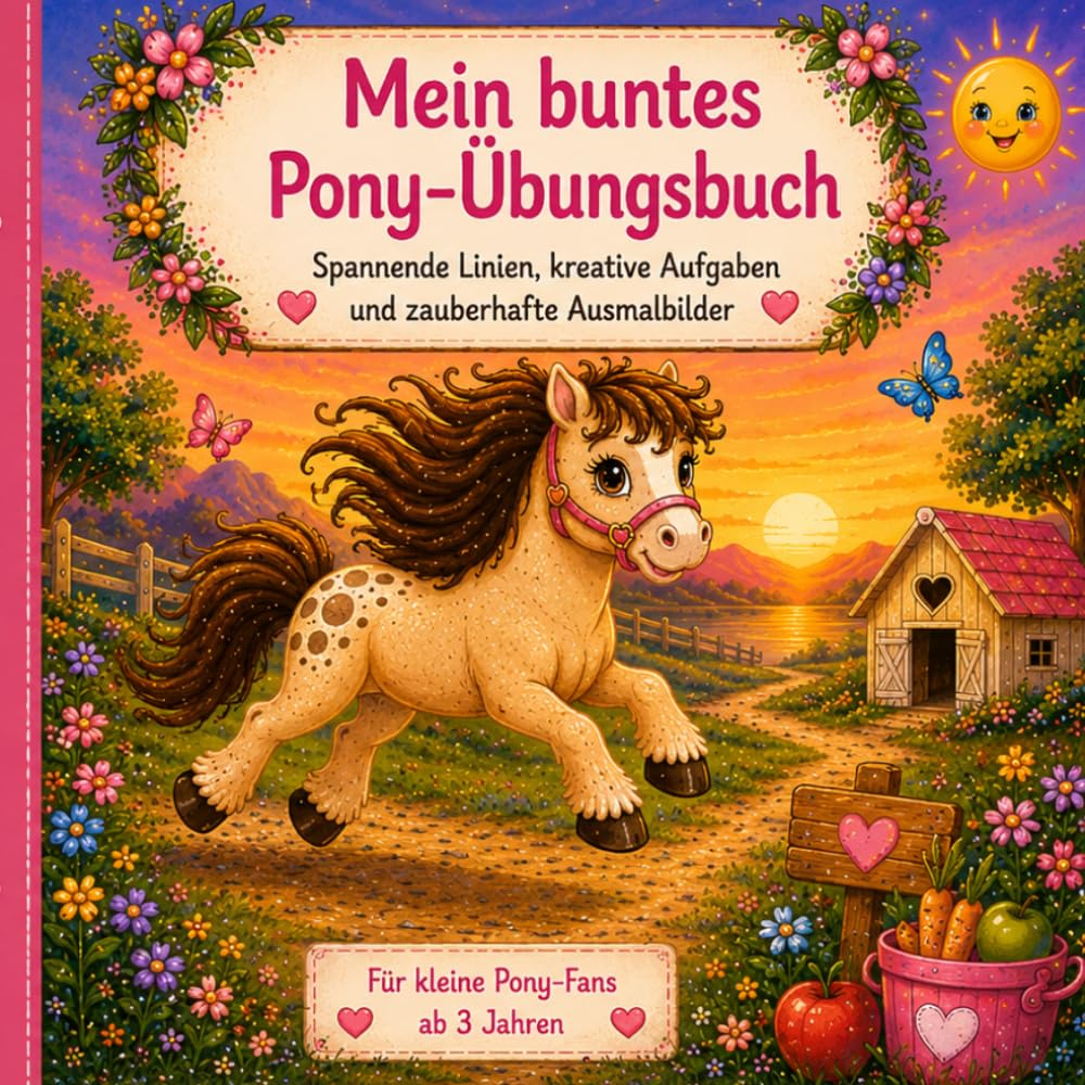 Mein buntes Pony-Übungsbuch: Schwungübungen, Nachspuren und Ausmalspaß für Kinder ab 3 Jahren