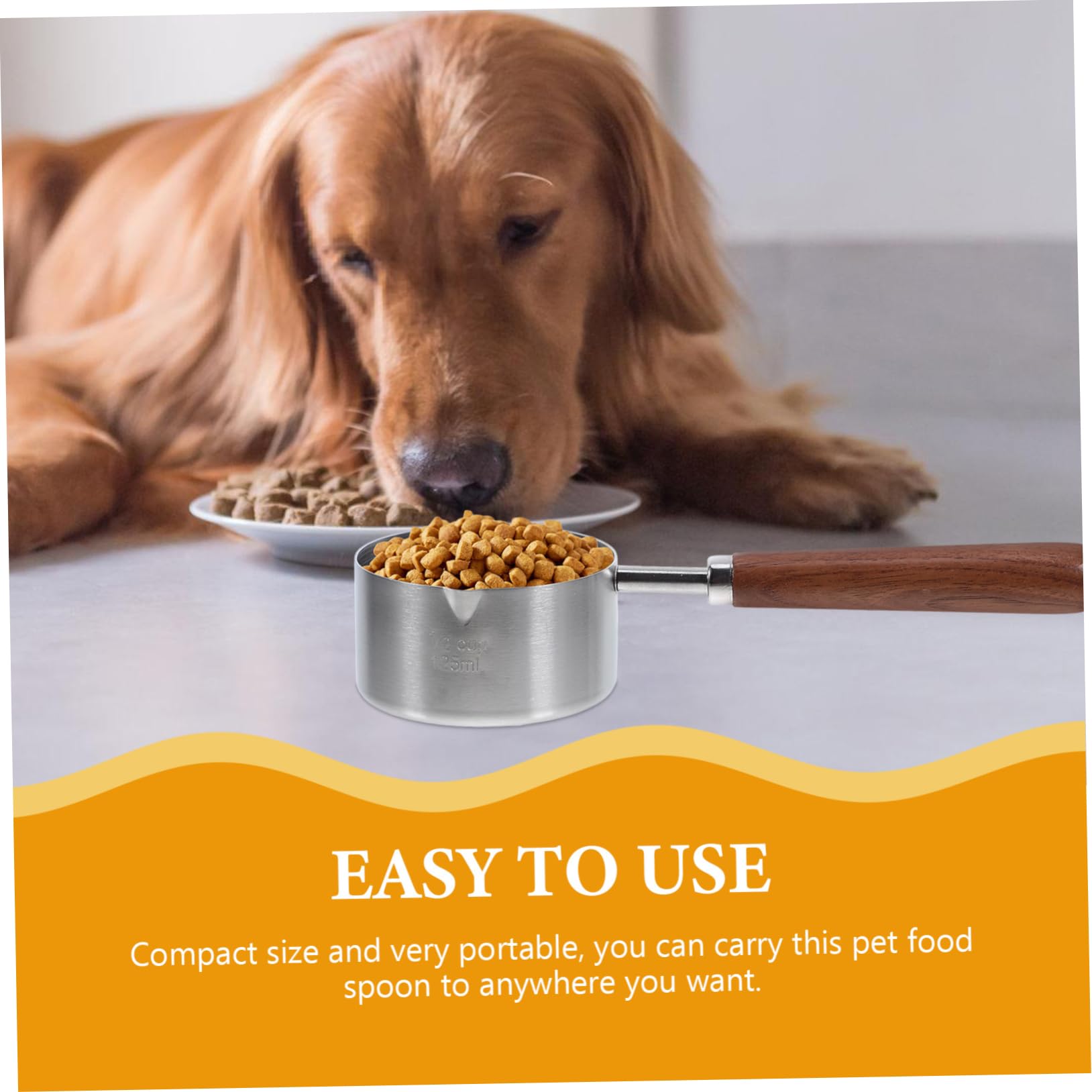 Sosoport 5stücke Hundezubehör Edelstahl Futtermaß Mit Holzgriff Präzise Messbecher Für Hundefutter Und Katzenfutter Langlebig Und Wiederverwendbar Für Große Behälter