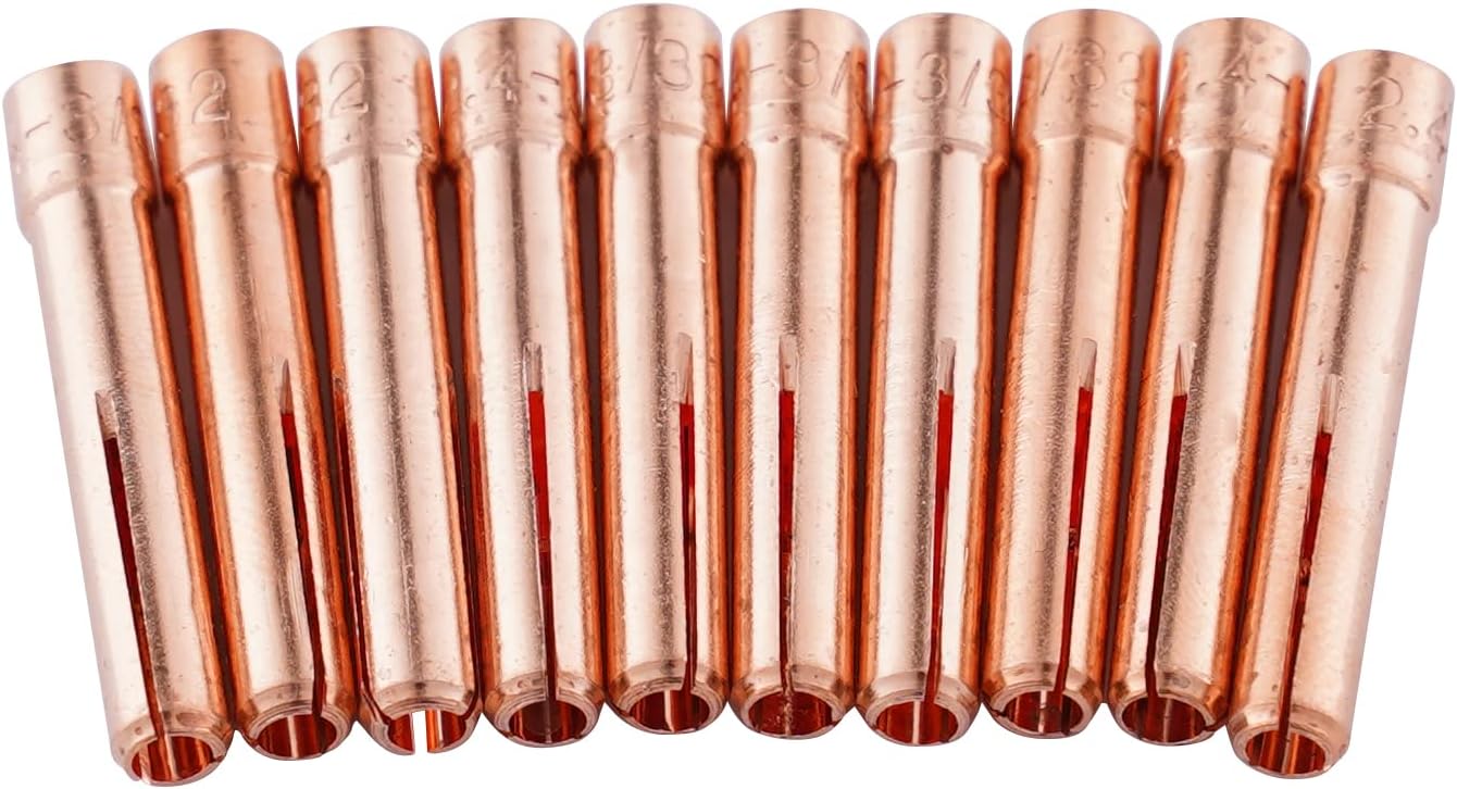 Welding Knight TIG Collet 13N23 (3/32"&2.4mm) for TIG Welding Torch 9, 20 & 25 Series Consumables Collets 10Pcs