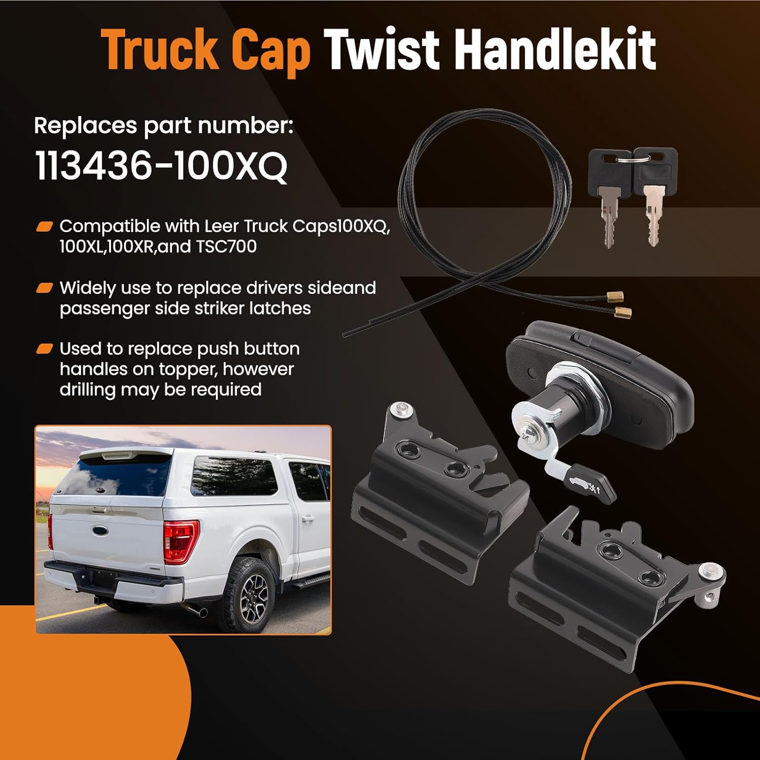 maXpeedingrods Twist Handle Kit Replacement Compatible with Leer 100XL/100XQ/100XR, for TSC700 Tonneau Covers & Latches 83514 83515