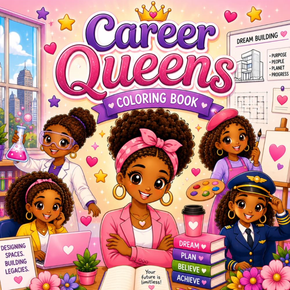 Career Queens Coloring Book: Empowering Illustrations of Black and Brown Women in Diverse Professions
