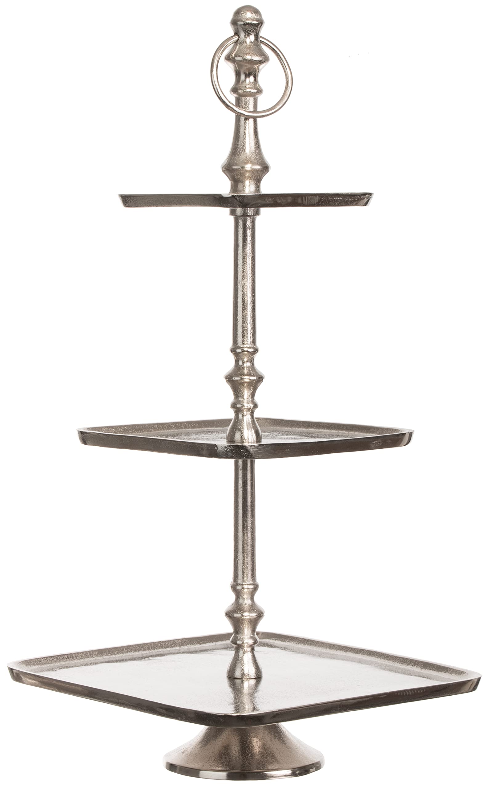 Brandsseller Alzata in alluminio, 3 ripiani, altezza circa 58 cm, fatta a mano, rettangolare, decorazione da tavolo, supporto da portata 206462, argento