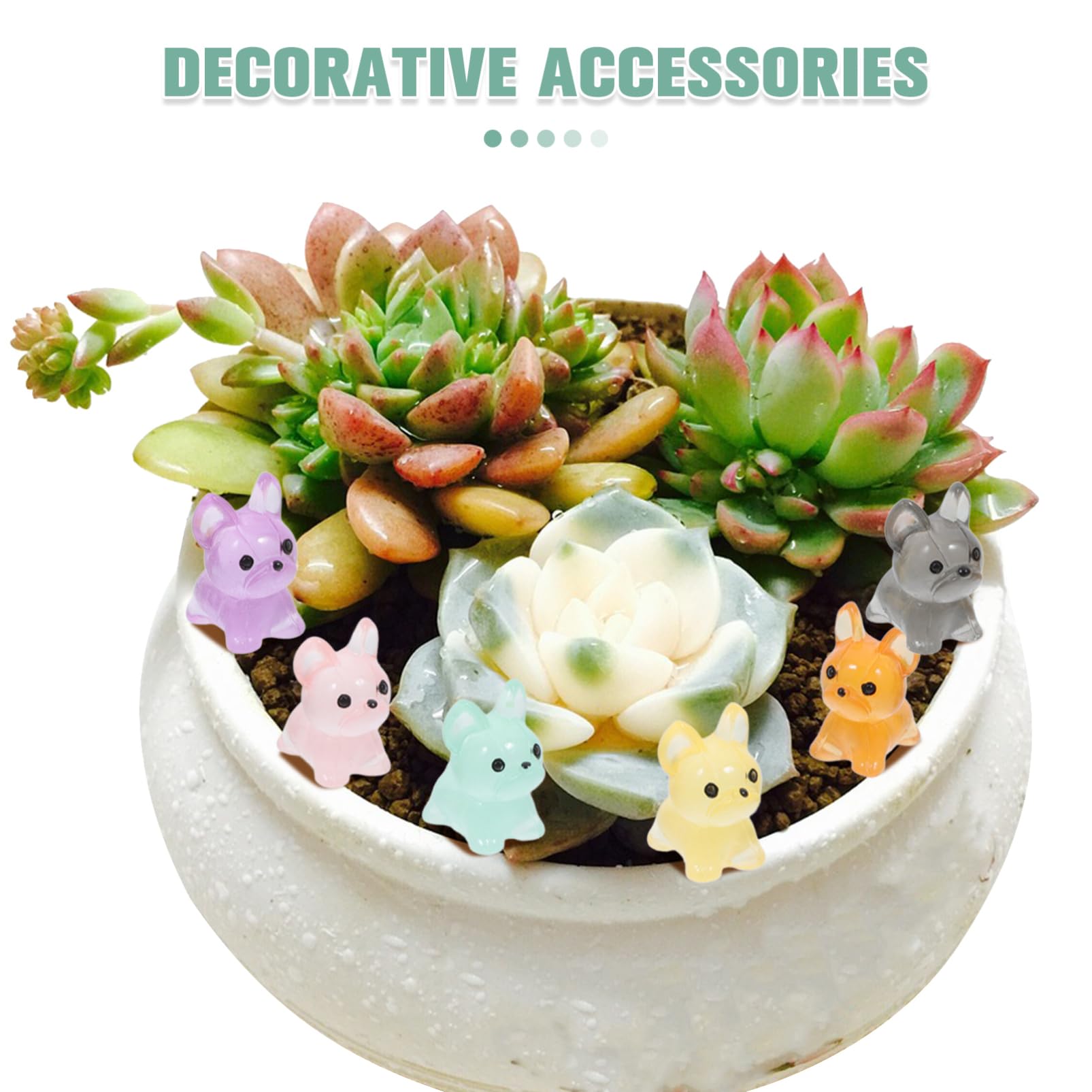 Toddmomy 12pcs Luminous Mini Resin Animals Dogs, Glow in the Dark Miniature Animals Statues - Image 4
