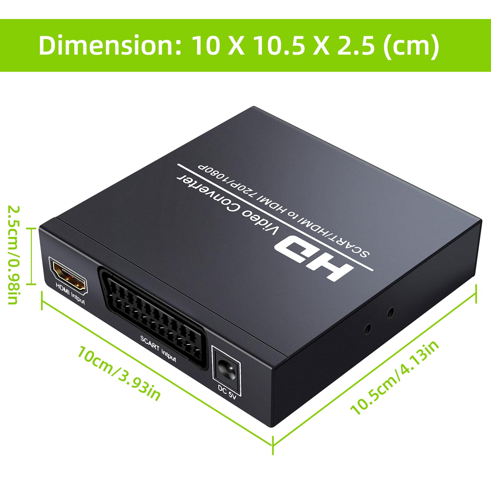 GRACETOP Conversor euroconector a HDMI para caja de audio de video convertidor euroconector 1080P, convertidor de video HD con escalador de video PAL/NTSC, 1080P/720P, salida de audio coaxial de 3.5