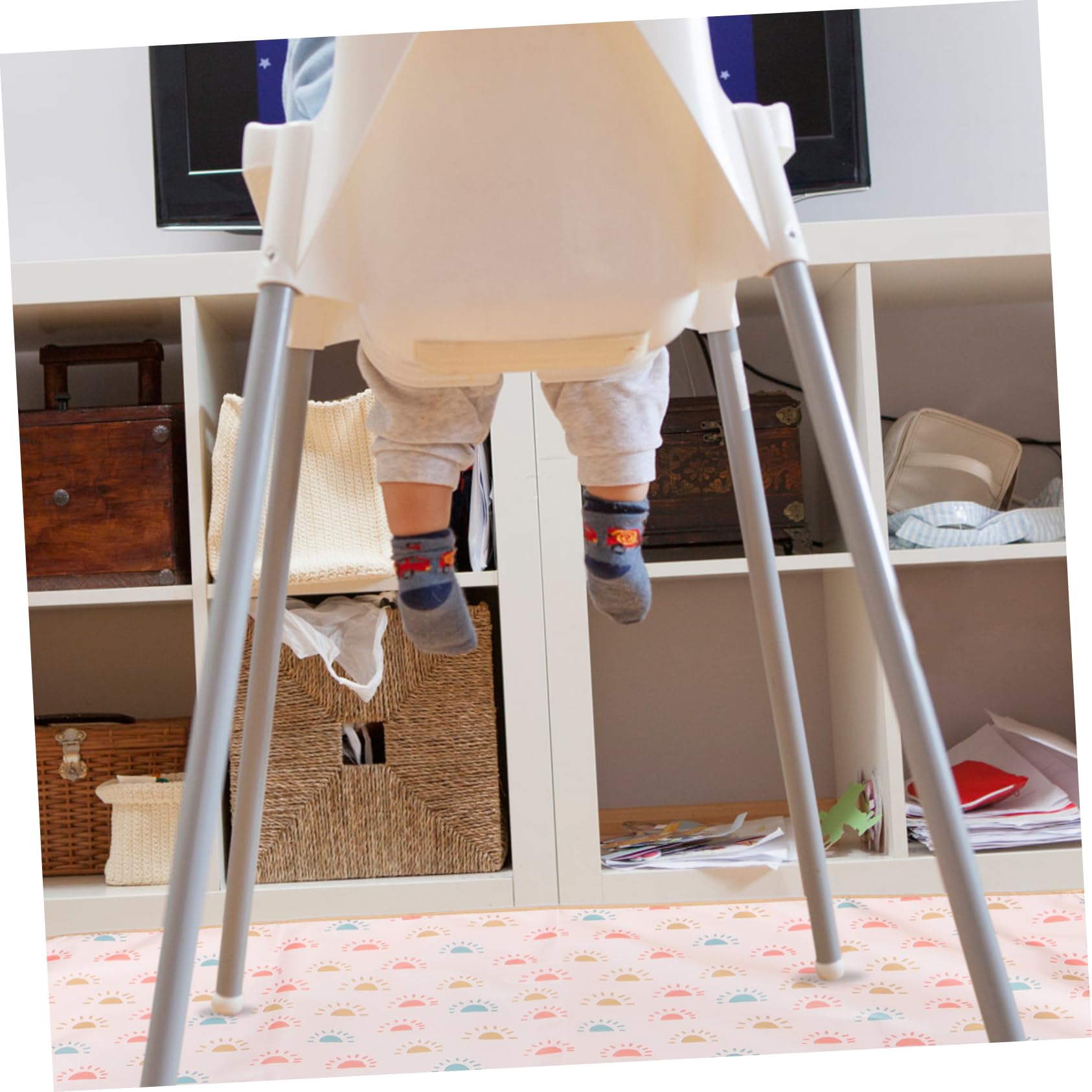 Tapis De Chaise Haute Pour Tout-petits - Tapis De De Sol Pour Aliments Pour Bébés Multifonctionnel Et Confortable